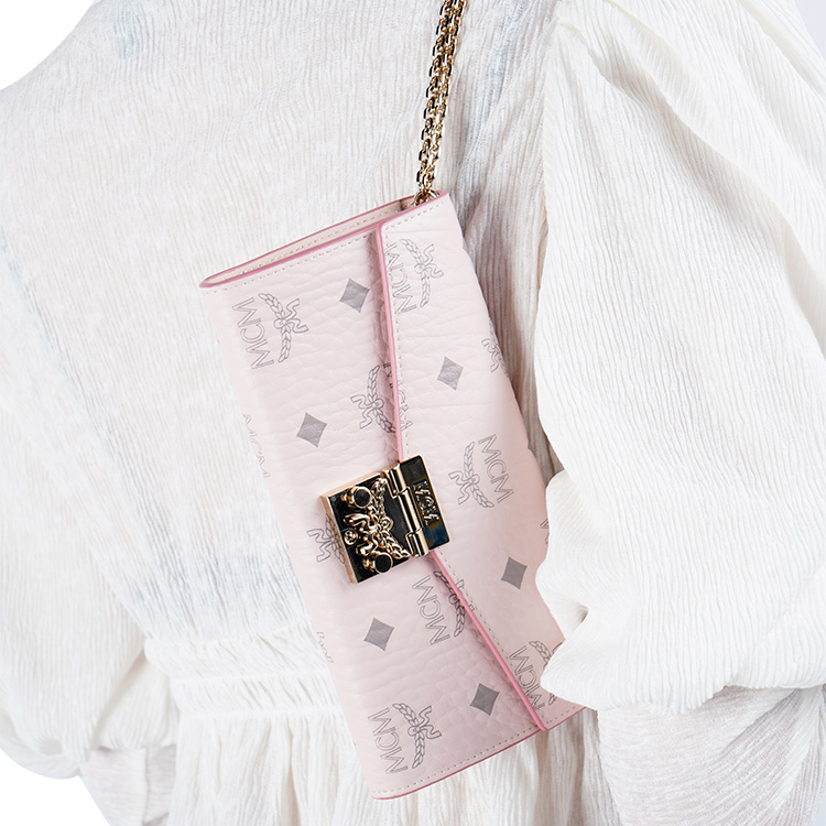 Сумка женская MCM Tracy Monogram Logo розовая