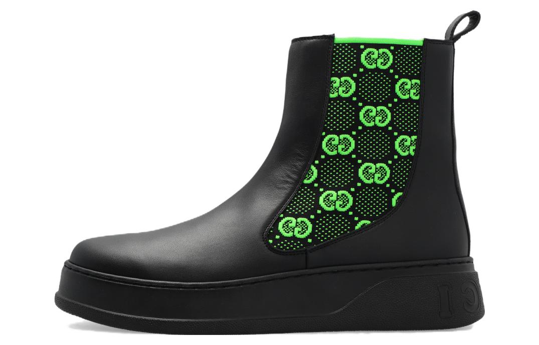 Ботинки мужские GUCCI GG Jersey черные неоновые зеленые