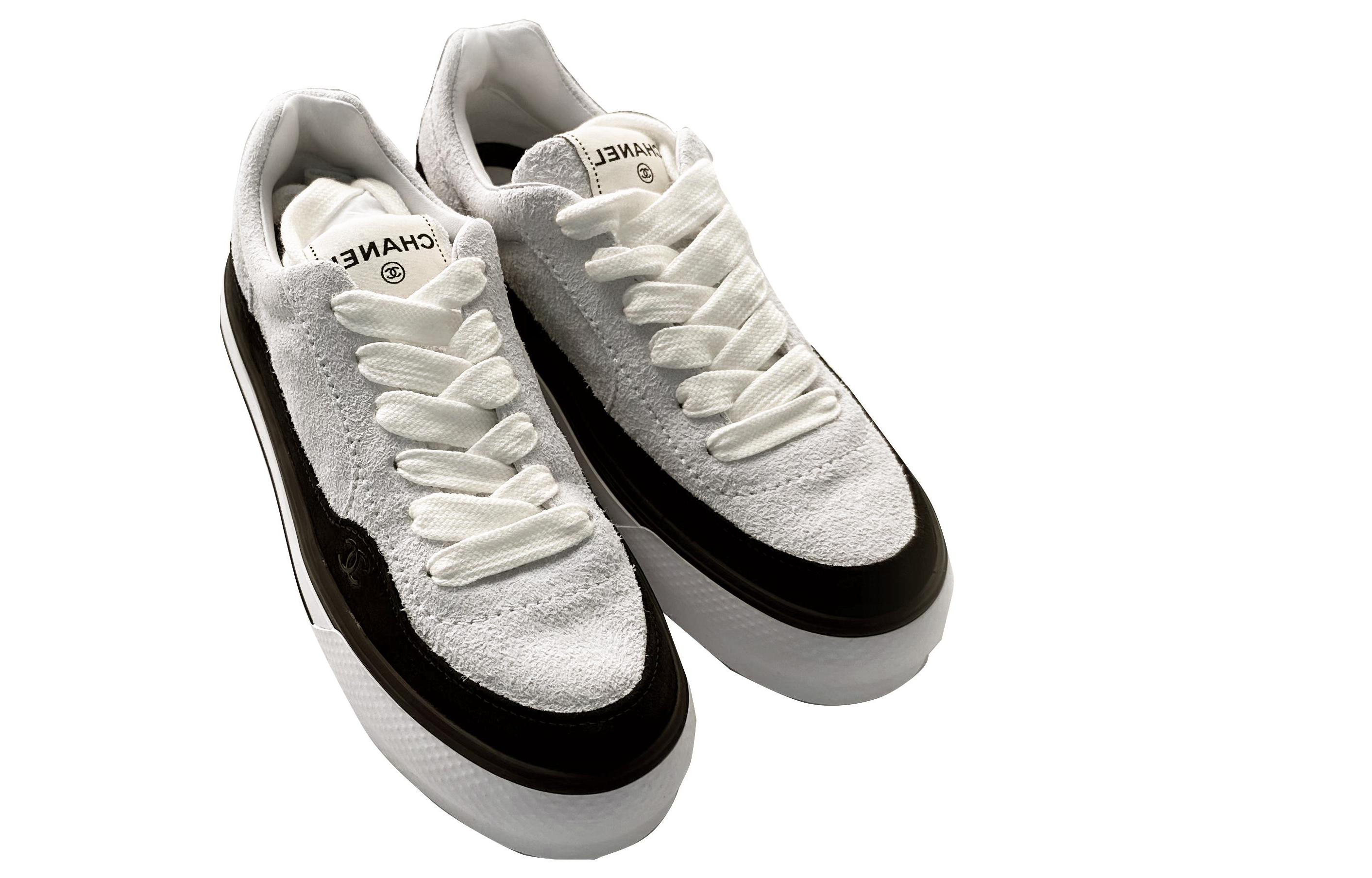 Спортивные кеды женские CHANEL G45208 B14073 NR412 серо-черные, 38.5 EU