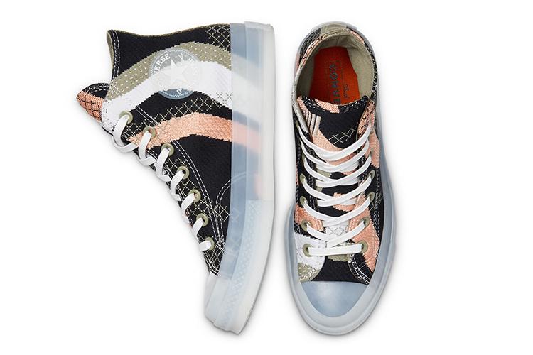 Кеды женские Converse Chuck 70 High Knit Mashup черные-персиковые