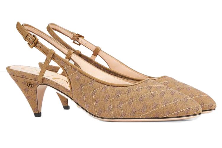 Туфли женские GUCCI Mini Double G бежево-коричневые, 38 EU