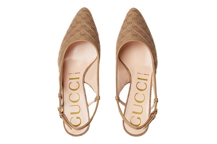 Туфли женские GUCCI Mini Double G бежево-коричневые, 38 EU