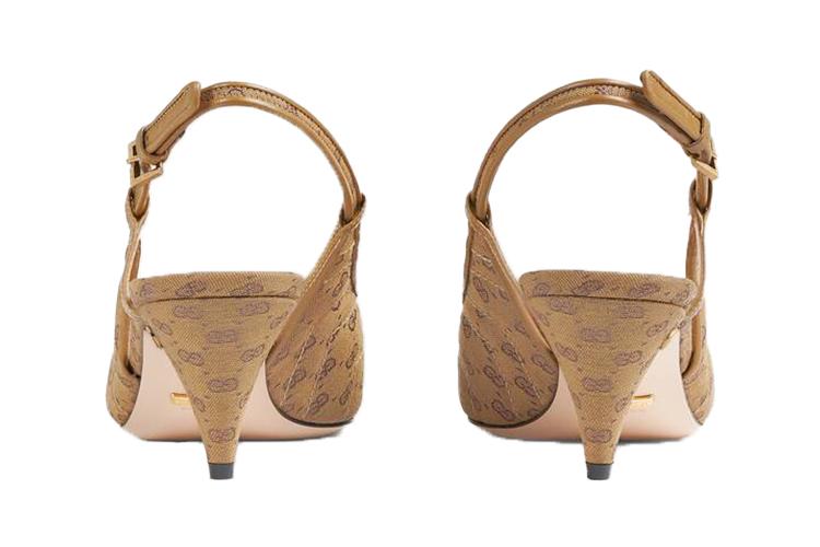 Туфли женские GUCCI Mini Double G бежево-коричневые, 38 EU