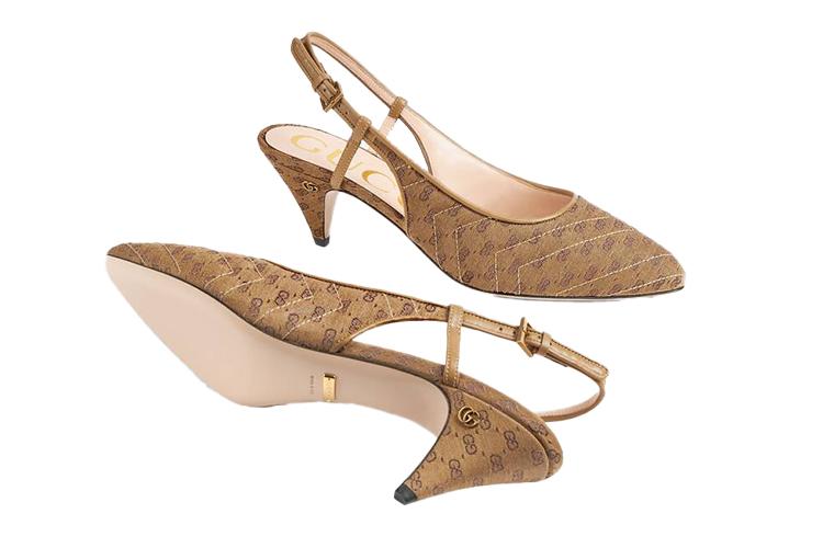 Туфли женские GUCCI Mini Double G бежево-коричневые, 38 EU