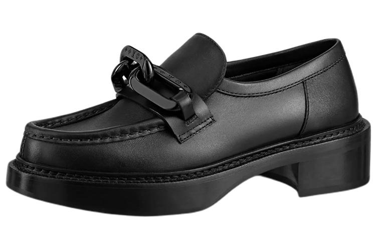 Лоферы женские LOUIS VUITTON Lv Academy черные с цепочкой