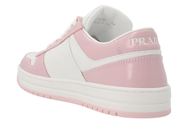 Кеды женские PRADA Downtown Leather Sneakers белые, розовые, 36 EU