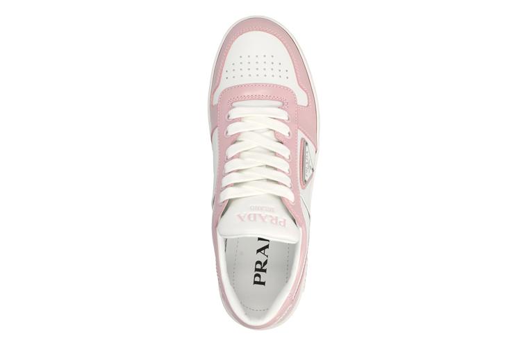 Кеды женские PRADA Downtown Leather Sneakers белые, розовые, 36 EU