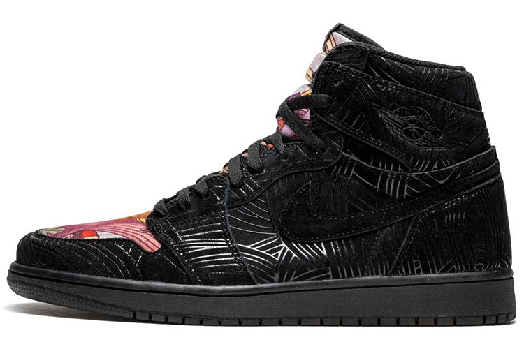 Кеды унисекс Air Jordan 1 Retro High X Pomb Los Primeros черные-розовые