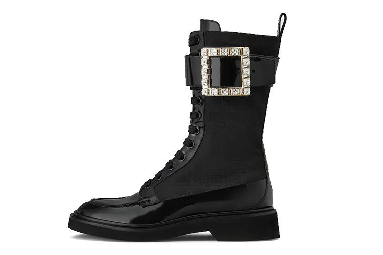 Ботинки женские Roger Vivier Viv' Rangers Crew Mid Calf черные, 35 EU