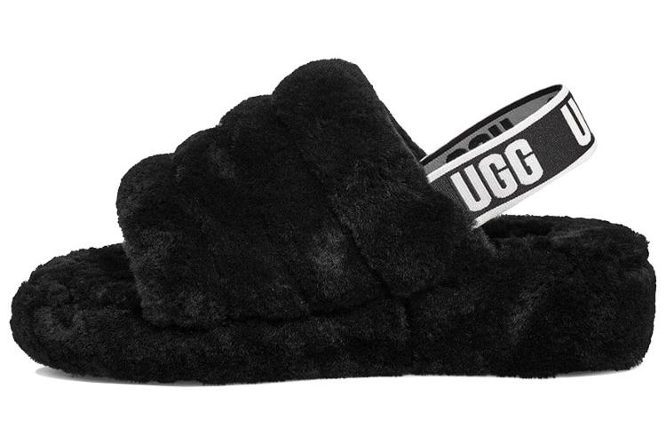 Тапочки женские UGG Fluff Yeah Slide черные, 36 EU