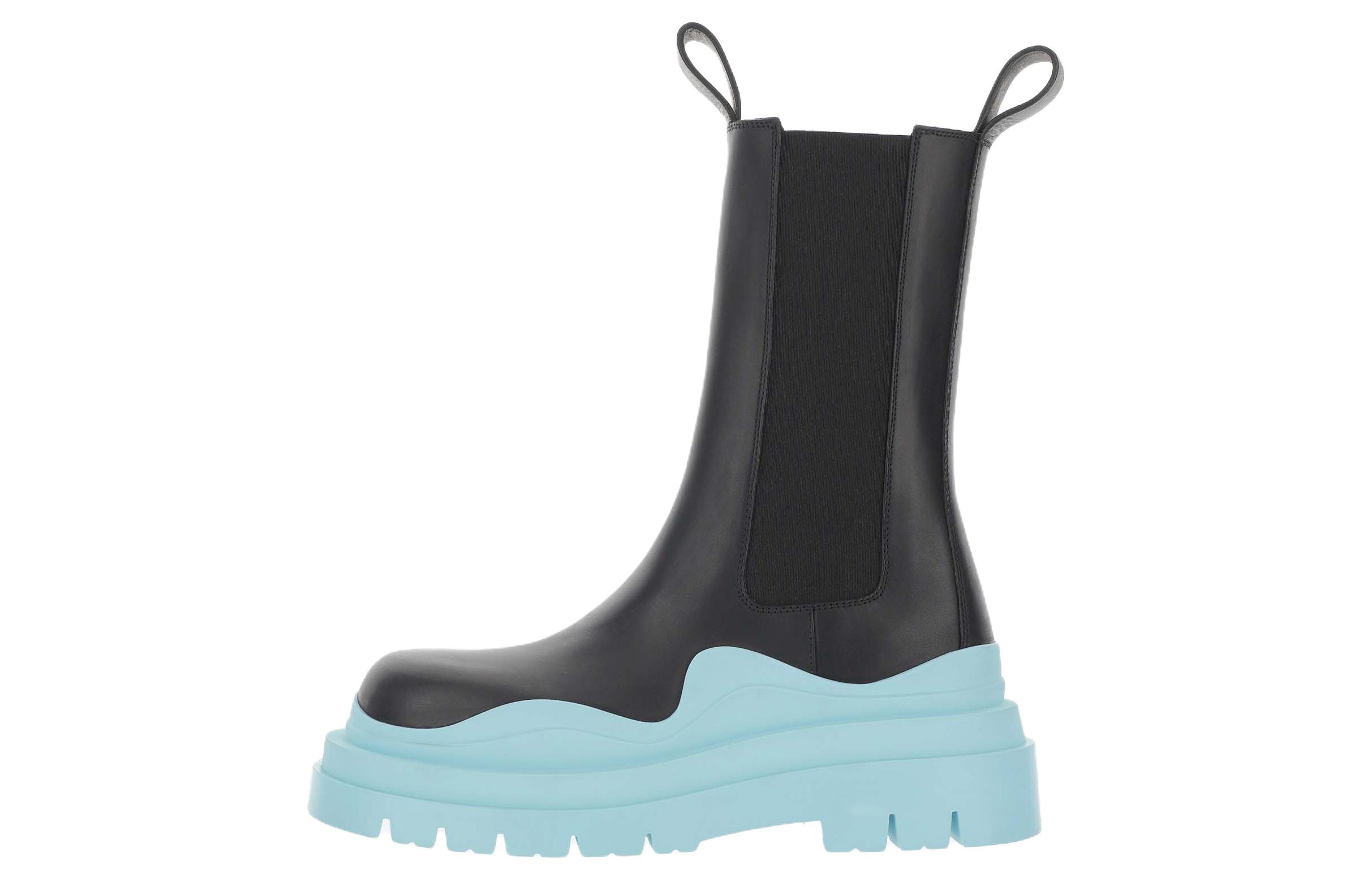 Челси-ботинки женские Bottega Veneta Chelsea Crew черно-голубые