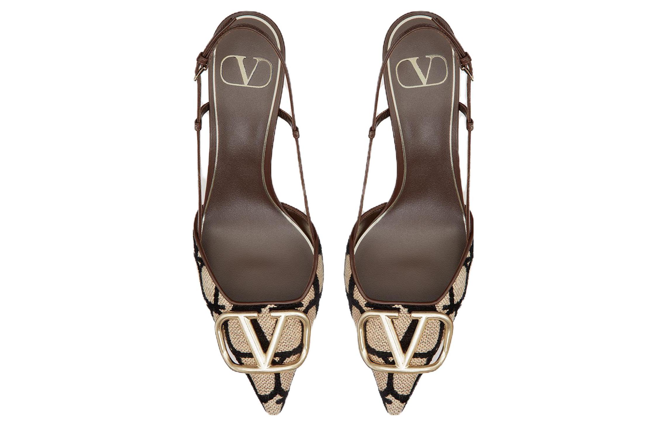 Туфли женские Valentino VLogo Signature бежево-черные, 37 EU