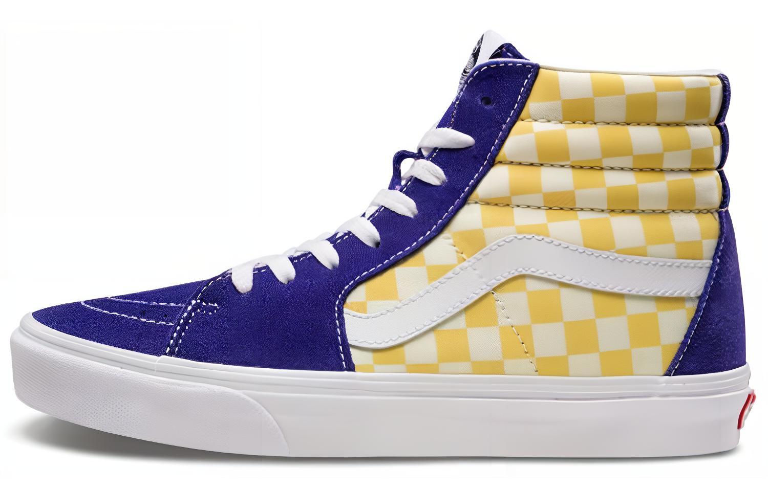 Кроссовки унисекс Vans SK8 Hi BMX Checkerboard фиолетовые-желтые, 42.5 EU