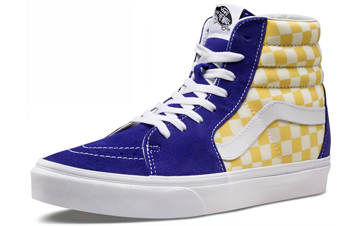 Кроссовки унисекс Vans SK8 Hi BMX Checkerboard фиолетовые-желтые, 42.5 EU