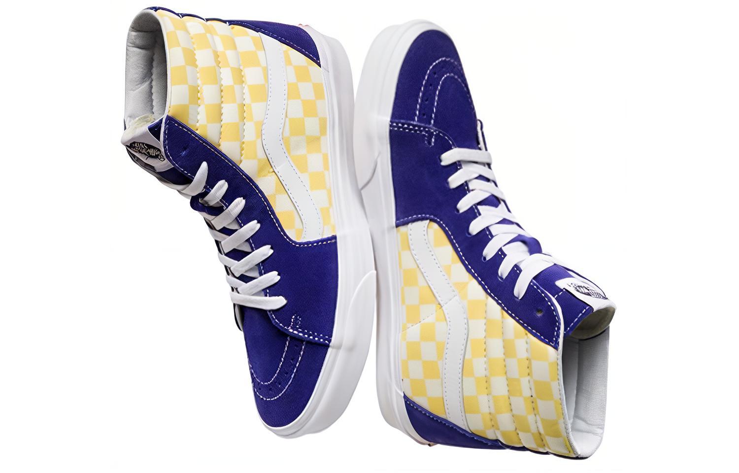 Кроссовки унисекс Vans SK8 Hi BMX Checkerboard фиолетовые-желтые, 42.5 EU