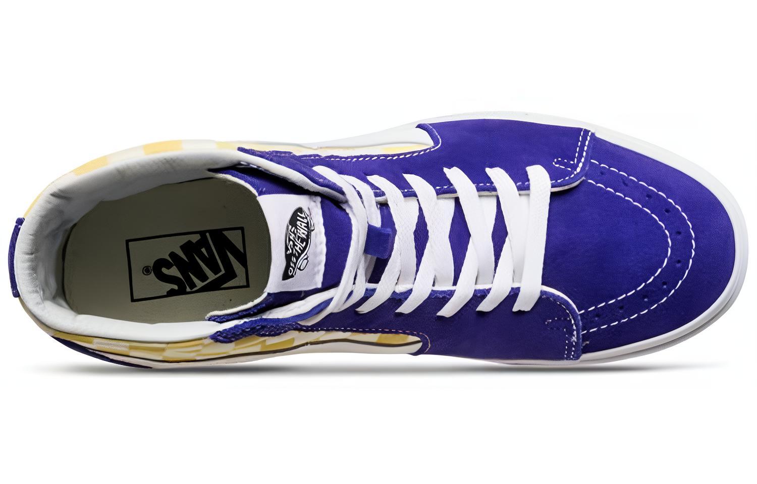 Кроссовки унисекс Vans SK8 Hi BMX Checkerboard фиолетовые-желтые, 42.5 EU