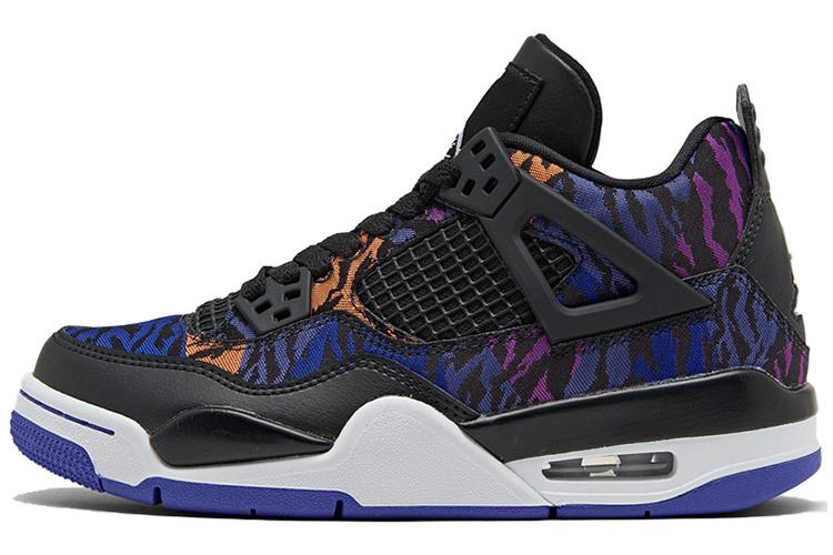 Кроссовки женские Jordan 4 Retro Black Rush Violet GS черные, 35.5 EU