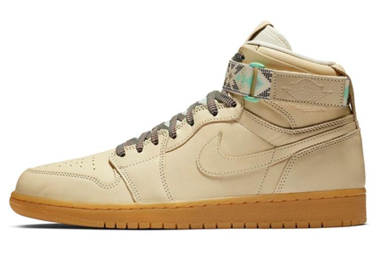 Спортивные кеды мужские Jordan 1 Retro High Strap N7, beige-brown, 40 EU