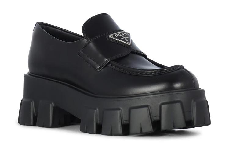 Лоферы женские PRADA Monolith черные, 36.5 EU