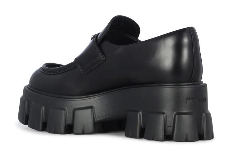 Лоферы женские PRADA Monolith черные, 36.5 EU