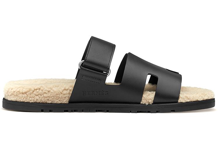Шлепанцы мужские HERMES Chypre Sandal черные, 41 EU