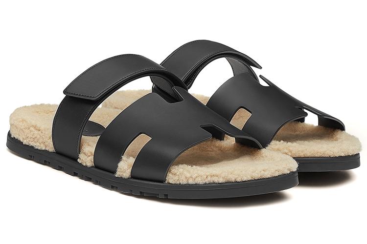 Шлепанцы мужские HERMES Chypre Sandal черные, 41 EU