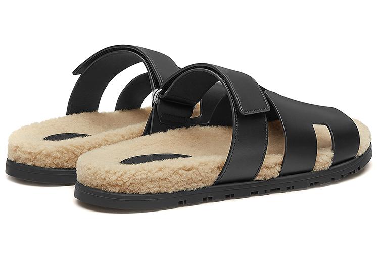 Шлепанцы мужские HERMES Chypre Sandal черные, 41 EU