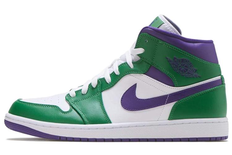 Кроссовки мужские Air Jordan 1 Mid зеленые, фиолетовые, 45 EU