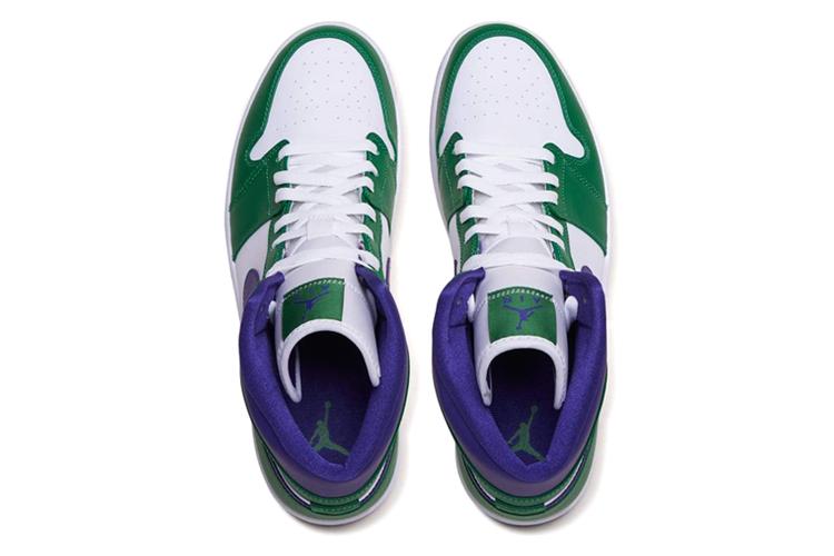 Кроссовки мужские Air Jordan 1 Mid зеленые, фиолетовые, 45 EU