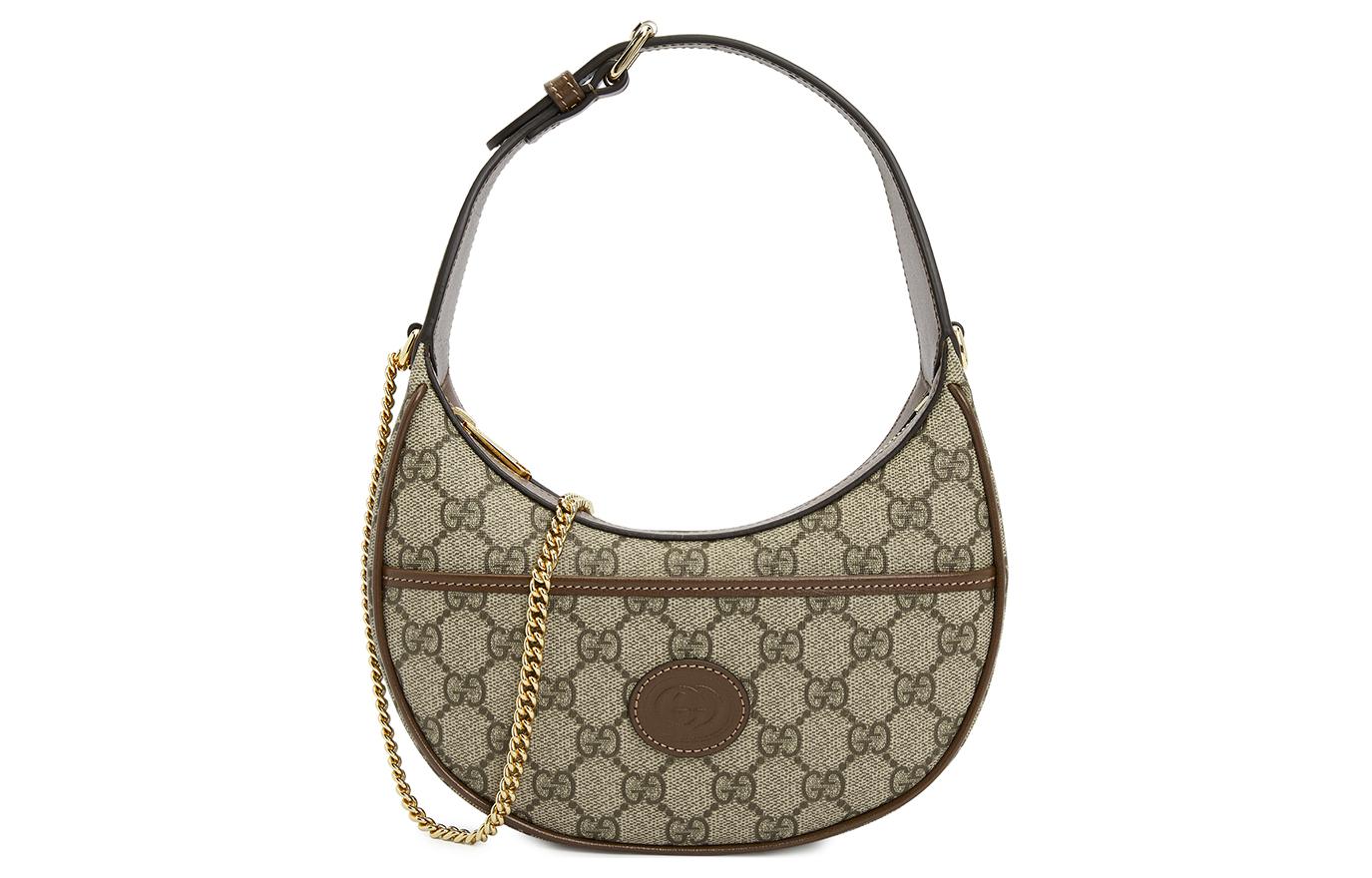 Сумка женская GUCCI Crescent Bag бежево-черная
