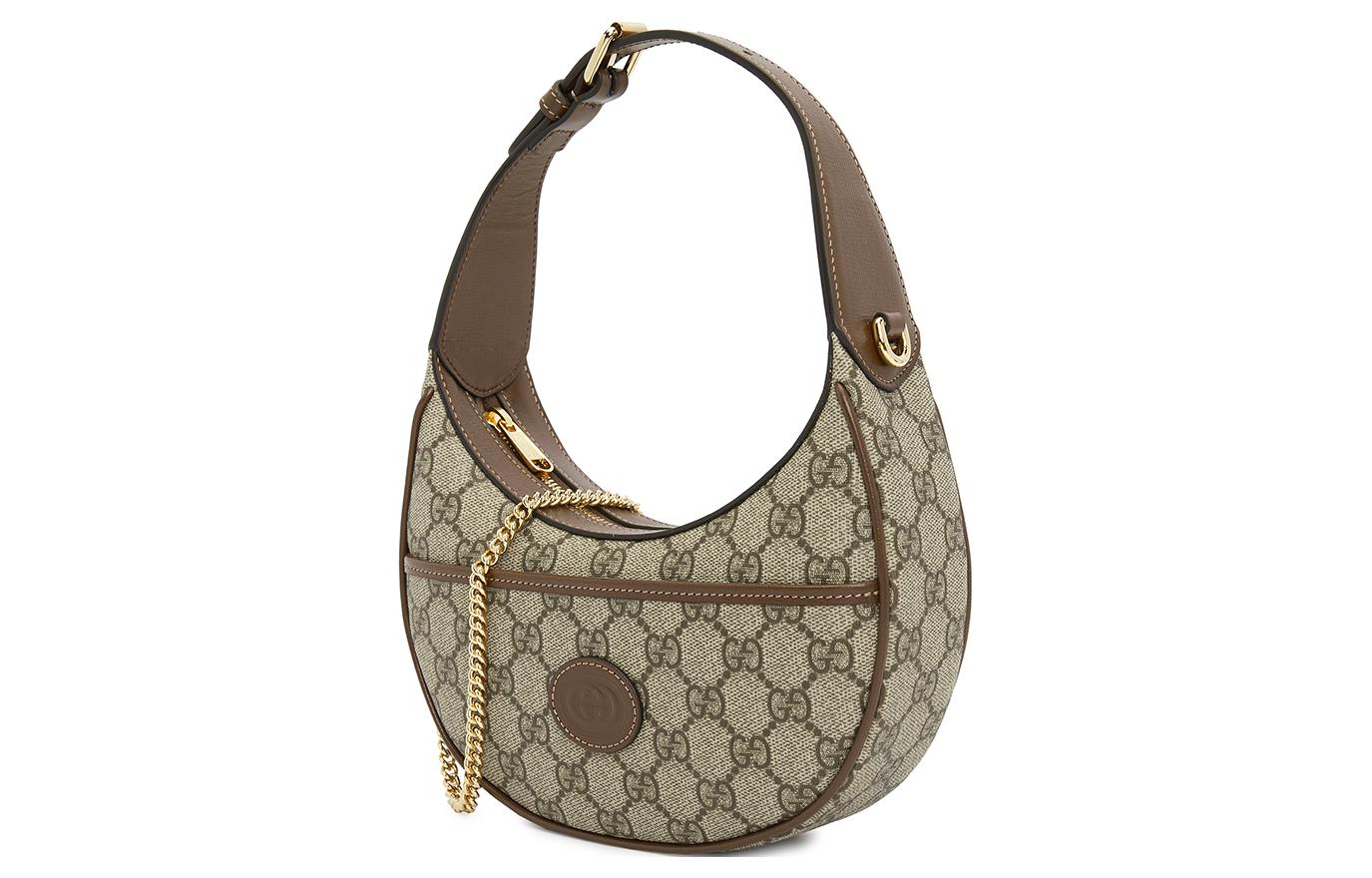 Сумка женская GUCCI Crescent Bag бежево-черная