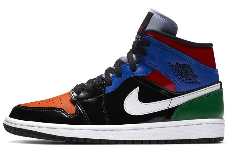 Кеды женские Air Jordan 1 Mid Se Multi Patent, blue-black