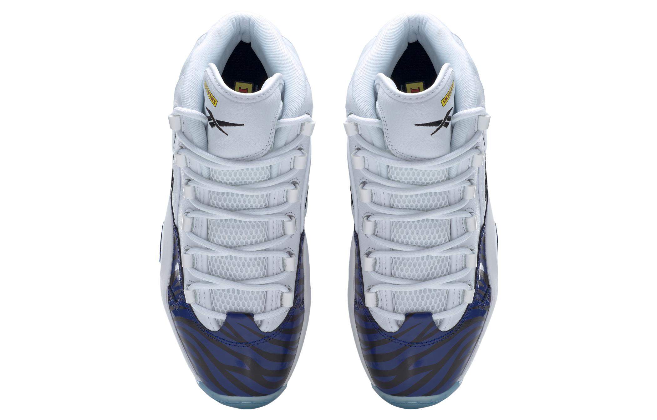 Кроссовки унисекс Reebok Question Mid Panini Tiger Prizm белые-голубые, 44.5 EU