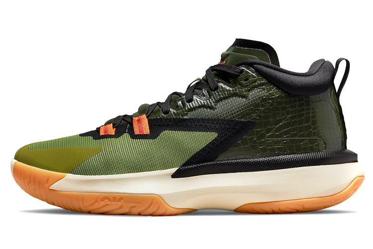 Спортивные кеды мужские Air Jordan Zion 1 Pf Let's Dance зеленые-оранжевые