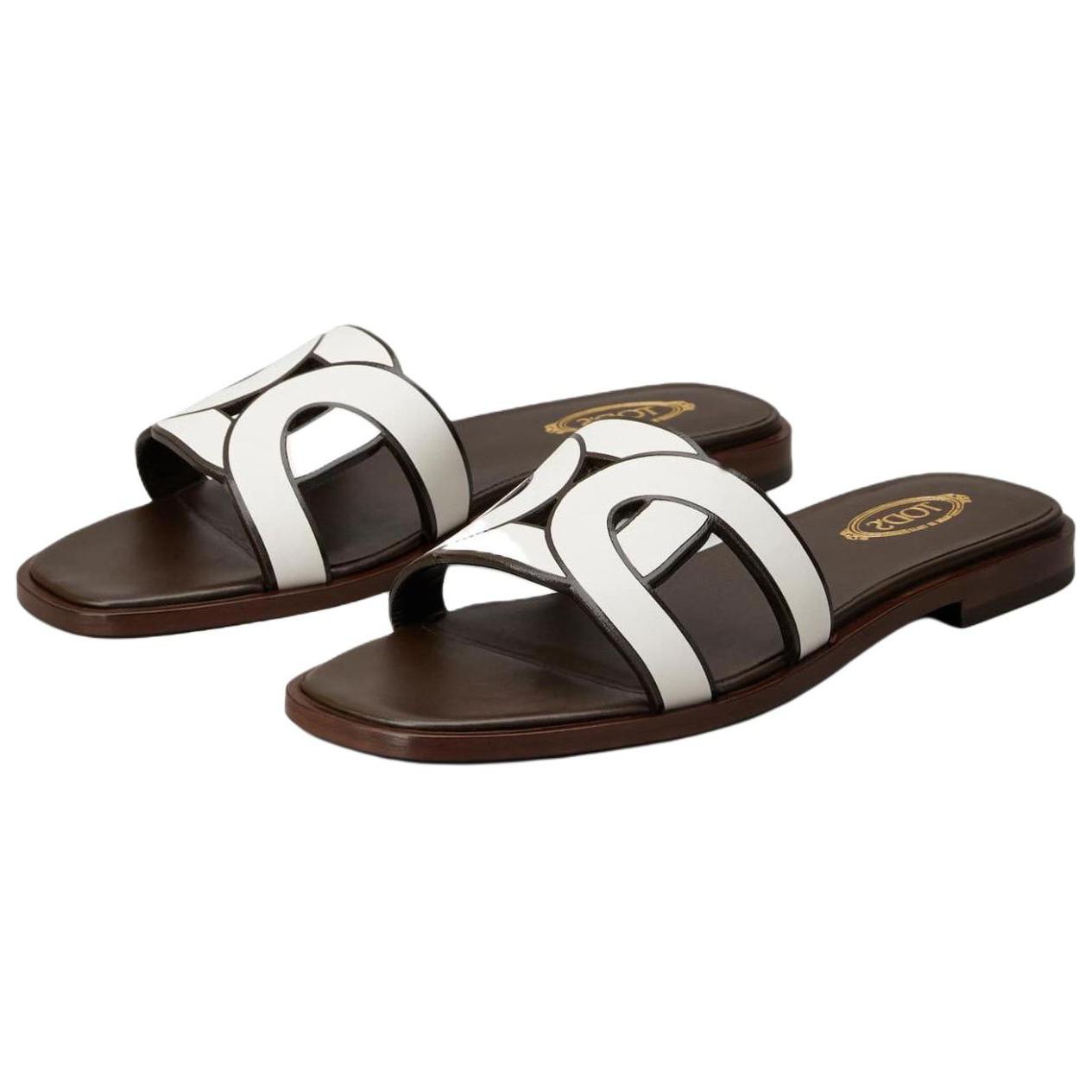 Шлепанцы женские TOD'S XXW70K0GU70MIDB015 белые, коричневые, 38 EU