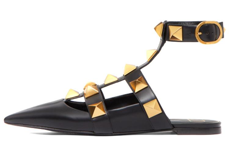 Сандалии женские Valentino Garavani Roman Stud черные-золотые, 36 EU