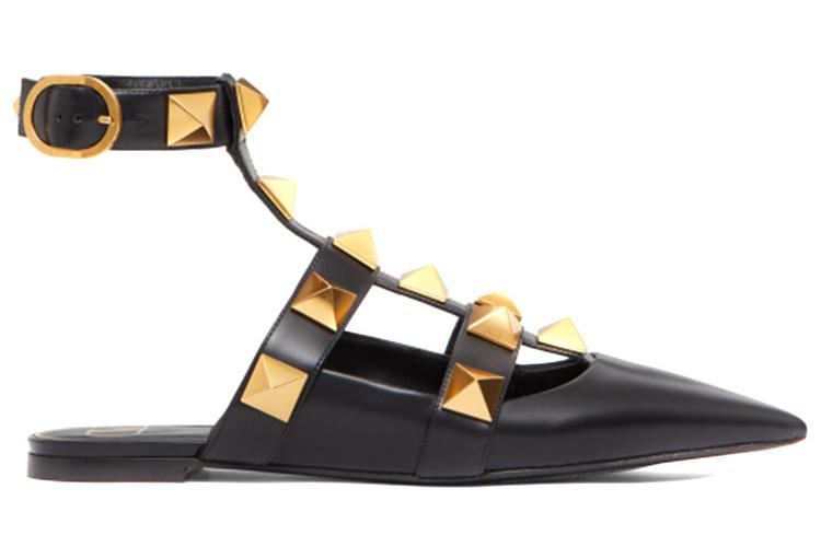 Сандалии женские Valentino Garavani Roman Stud черные-золотые, 36 EU