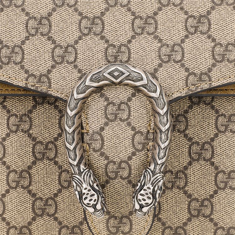 Сумка женская GUCCI Dionysus Canvas Crossbody Bag эбеново-бежевого цвета