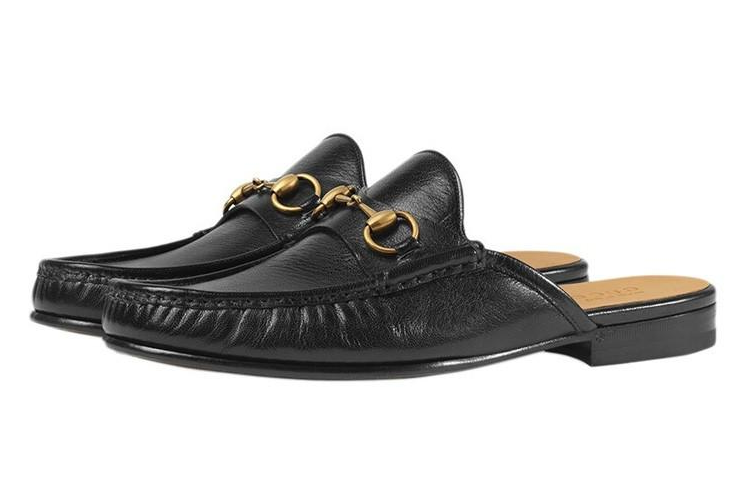 Шлепанцы женские GUCCI Horsebit черные-коричневые, 45.5 EU