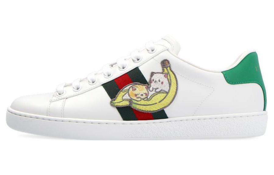 Кеды женские GUCCI Ace 'Bananya' белые-зеленые, 34.5 EU