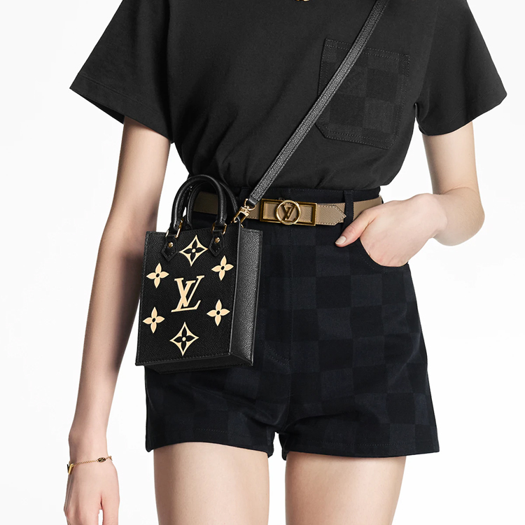 Сумка женская LOUIS VUITTON Petit Sac Plat черная-золотая