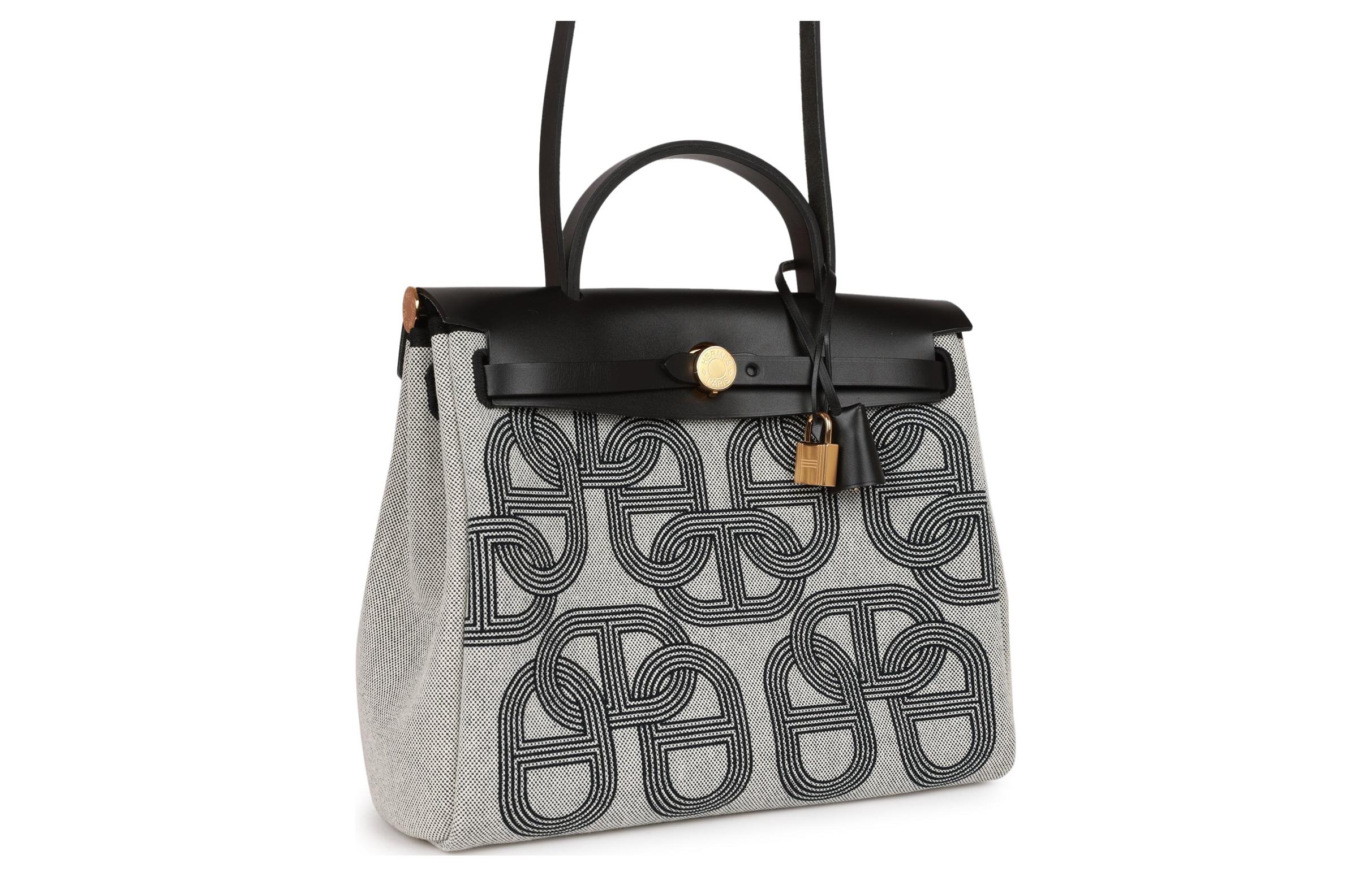 Сумка женская HERMES Herbag Zip H черно-бежевого цвета