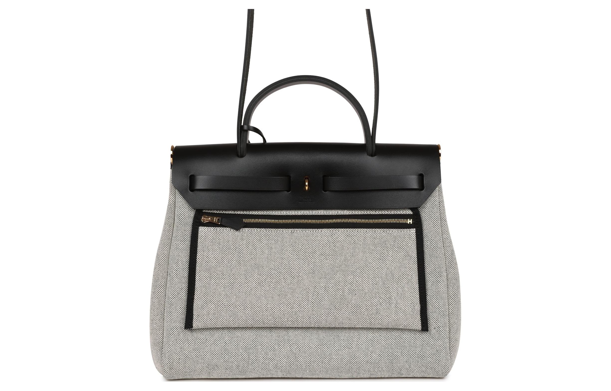 Сумка женская HERMES Herbag Zip H черно-бежевого цвета