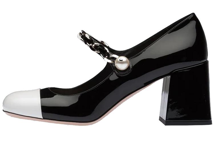 Туфли женские MIU MIU 5I248D_ZHV_F0967_F_A065, черно-белые, 37.5 EU