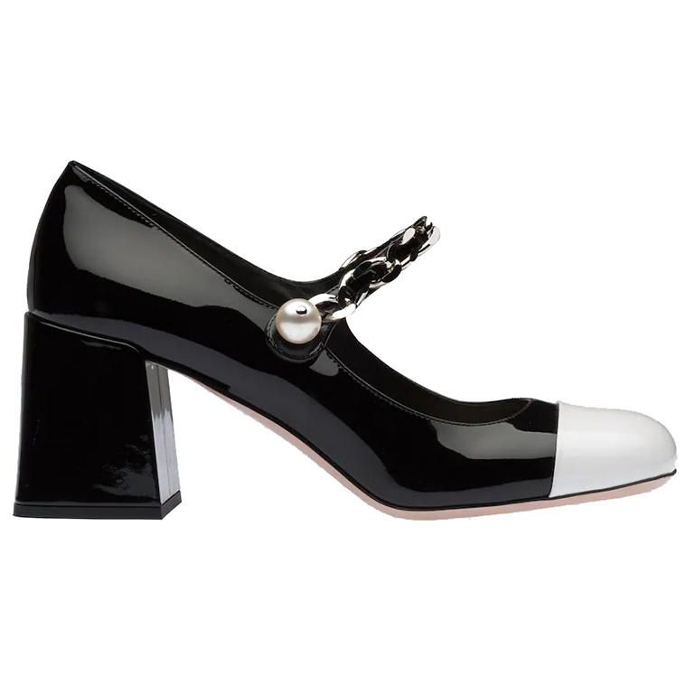 Туфли женские MIU MIU 5I248D_ZHV_F0967_F_A065, черно-белые, 37.5 EU