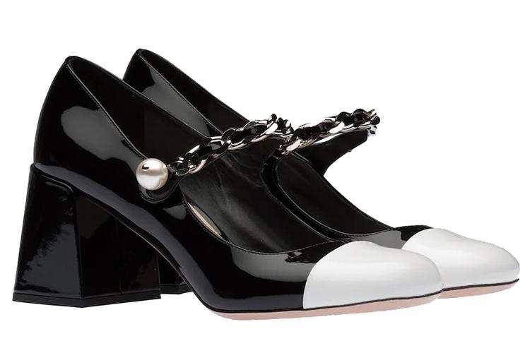 Туфли женские MIU MIU 5I248D_ZHV_F0967_F_A065, черно-белые, 37.5 EU