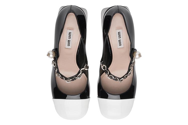 Туфли женские MIU MIU 5I248D_ZHV_F0967_F_A065, черно-белые, 37.5 EU