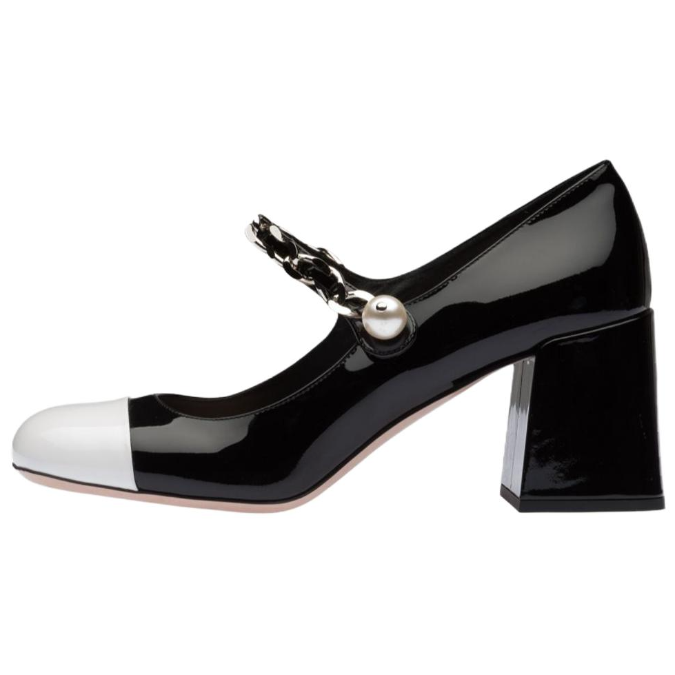 Туфли женские MIU MIU 5I248D_ZHV_F0967_F_A065, черно-белые, 37.5 EU