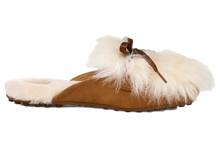 Тапочки женские UGG Shaine Fluff Cozy коричневые, 36 EU