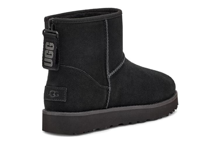 Снежные сапоги женские UGG Classic Mini Logo Zip Boot черные, 37 EU